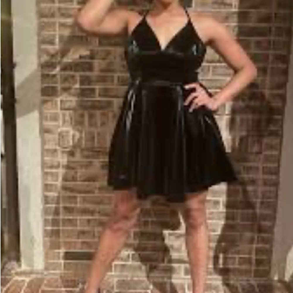 Fashion Nova black vinyl dress Size L